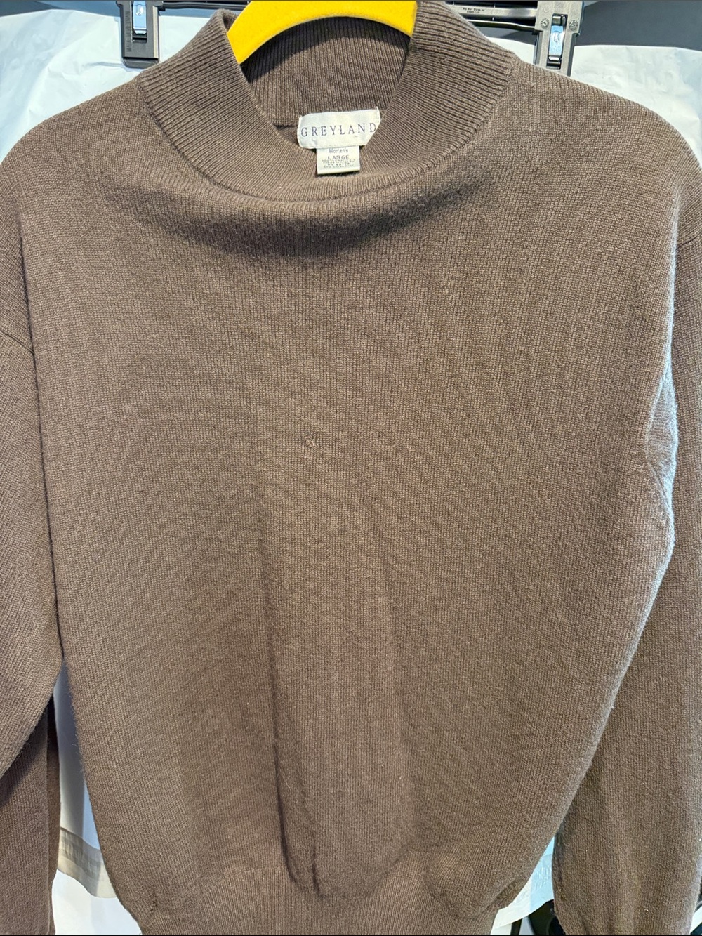 Flawed 💯 % Cashmere Women's Brown Mock Neck Sweater Greyland
